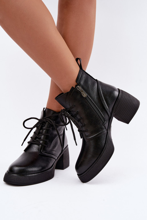ocieplane botki damskie D&A CR62-3368 w kolorze czarnym