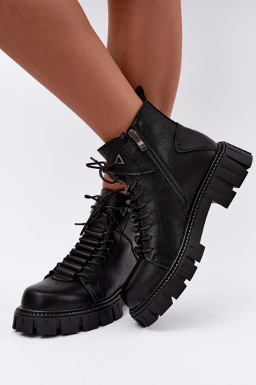 women's ankle boots with platform D&A JC62-1044 in black