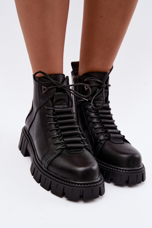 women's ankle boots with platform D&A JC62-1044 in black