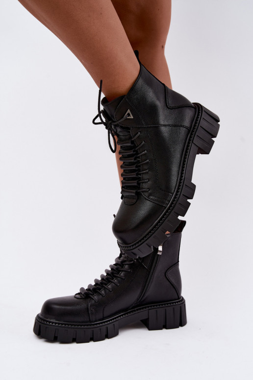 women's ankle boots with platform D&A JC62-1044 in black