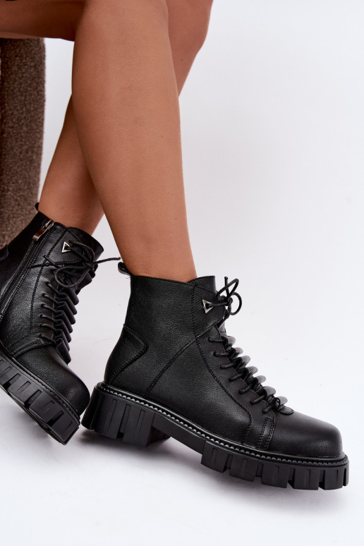 women's ankle boots with platform D&A JC62-1044 in black