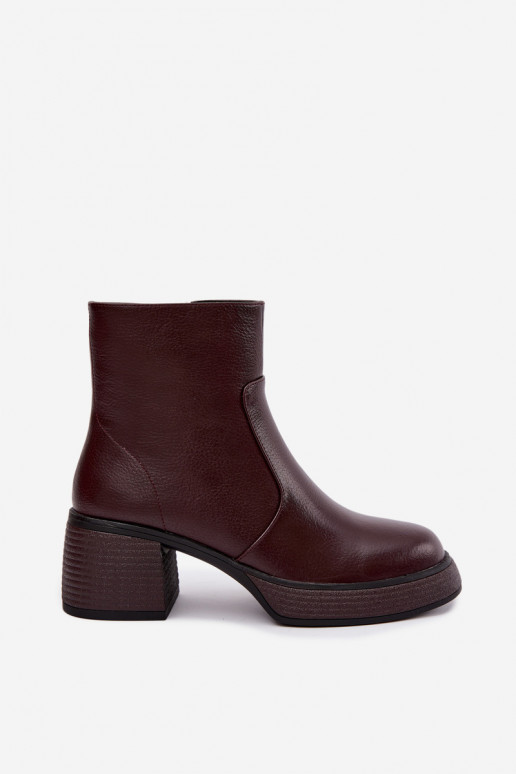 Odiniai pašiltinti aulinukai su kulniukais D&A CR62-3369 bordo spalvos