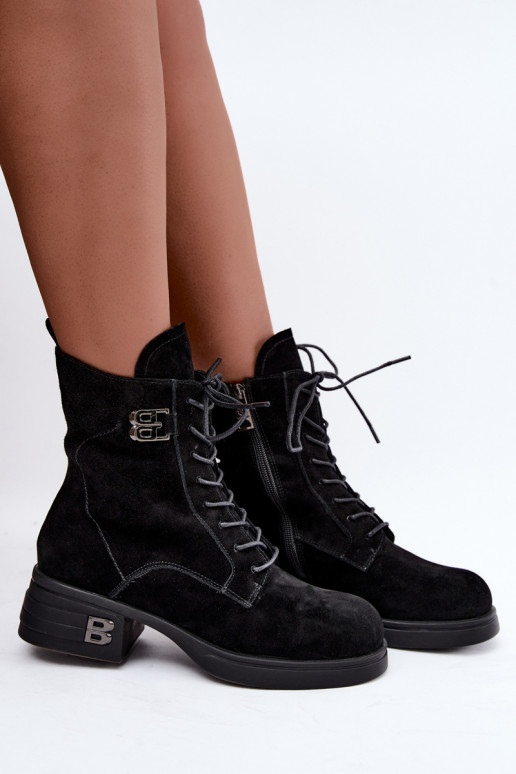 Faux suede warm women's shoes in black Vinceza 67044