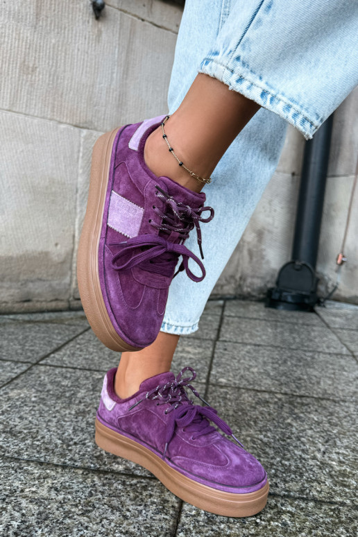 Fioletowe damskie sneakersy z sztucznego zamszu z ociepleniem Big Star UU274772