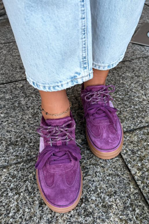 Fioletowe damskie sneakersy z sztucznego zamszu z ociepleniem Big Star UU274772