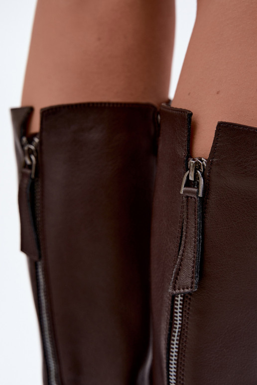women's knee-high boots with wide heels insulated D&A JC62-1036 in chocolate