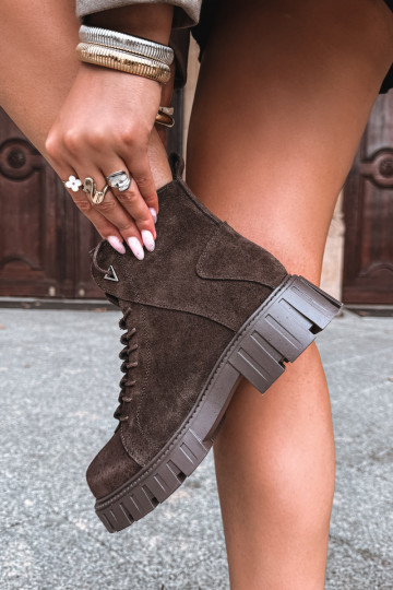 women's suede shoes with platform D&A JC62-1045 in chocolate 2