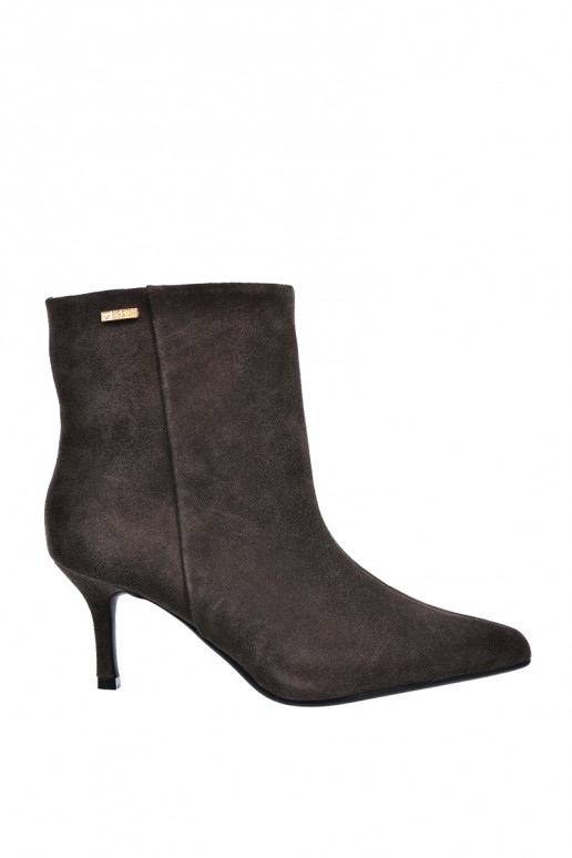 Suede boots with thin heels and insulation, slip-on Big Star UU274492 brown
