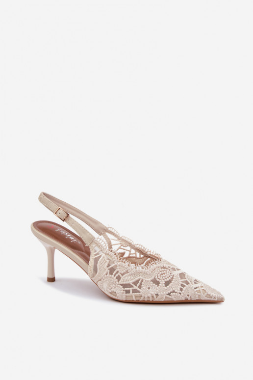 Lace-up sandals with thin heels in ivory Talmeria