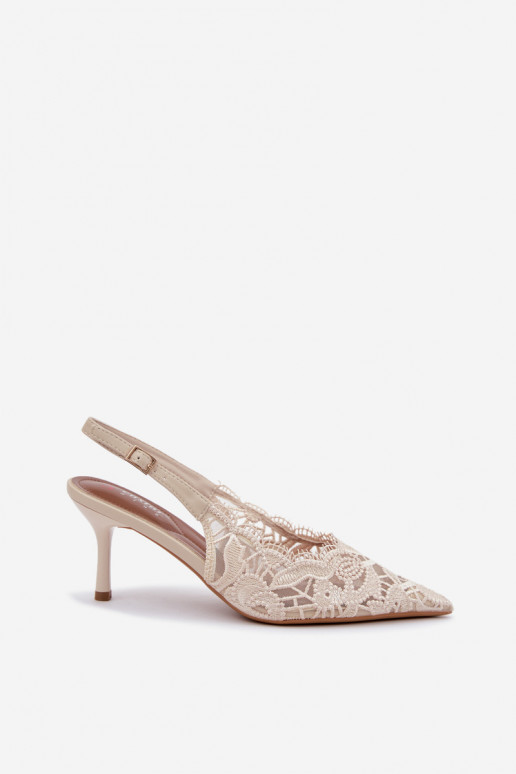 Lace-up sandals with thin heels in ivory Talmeria