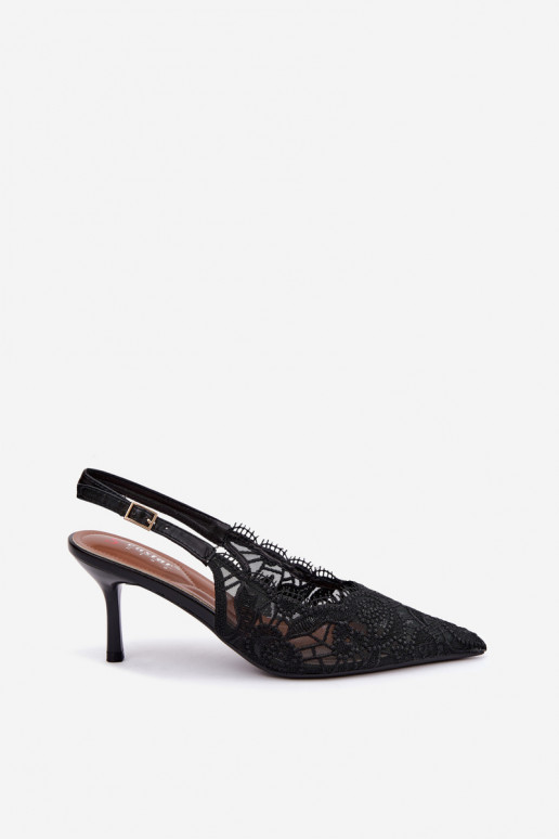 Lace-up sandals with thin heels in black Talmeria