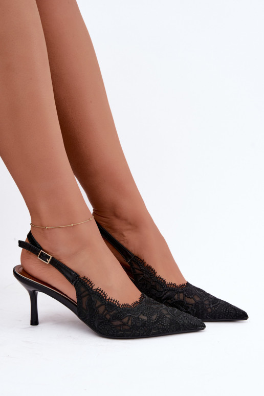 Lace-up sandals with thin heels in black Talmeria