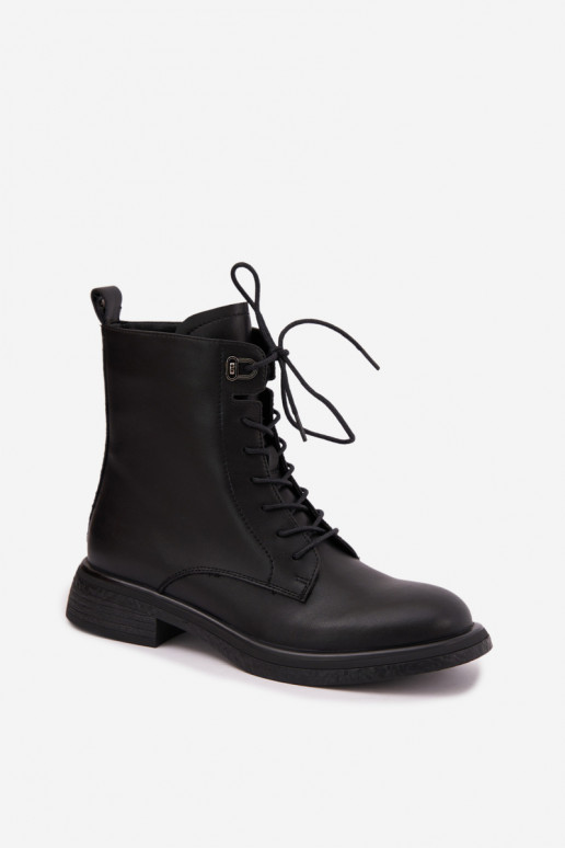Insulated leather ankle boots Tai turiciejka K7751-01 in black