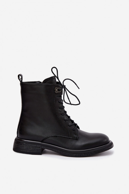Insulated leather ankle boots Tai turiciejka K7751-01 in black