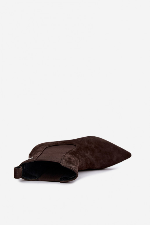 Insulated suede boots with heels Tai turiciejka K7756-02 in chocolate