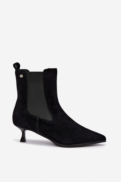Insulated suede boots with heels Tai turiciejka K7756-01 in black