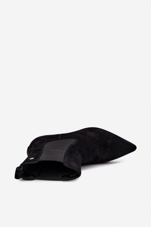 Insulated suede boots with heels Tai turiciejka K7756-01 in black
