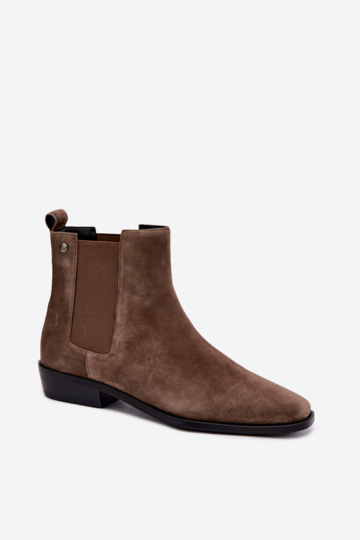 Insulated stylish faux suede ankle boots Tai turiciejka K7758-04 in sand
