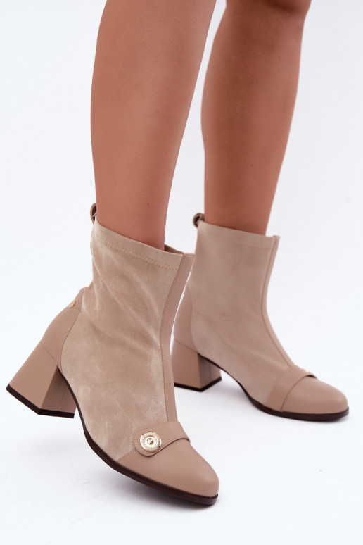 Women's leather ankle boots Klocke Tai turiciejka K7819-04 in sand