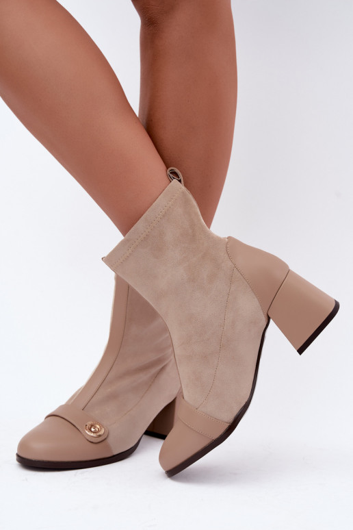 Women's leather ankle boots Klocke Tai turiciejka K7819-04 in sand