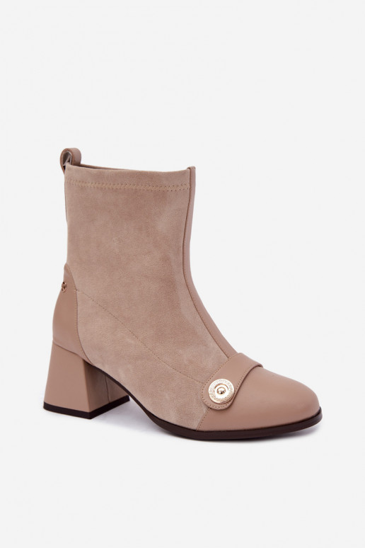 Women's leather ankle boots Klocke Tai turiciejka K7819-04 in sand