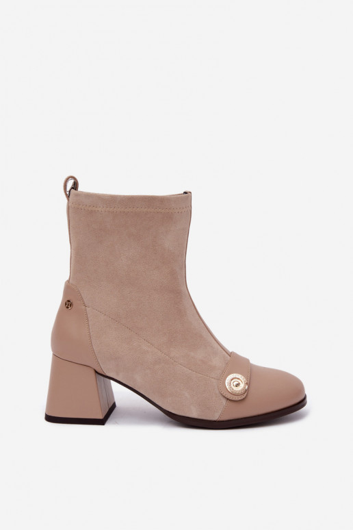 Women's leather ankle boots Klocke Tai turiciejka K7819-04 in sand