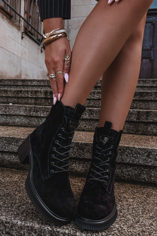 Insulated natural suede ankle boots Klocke Tai turiciejka K7675-23 in black