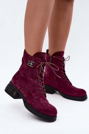Izolowane botki damskie z sztucznego zamszu Vinceza 67044 bordowe 2