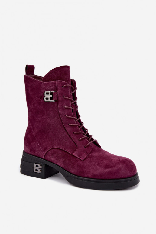 Faux suede paśiltinti moteriški batai Vinceza 67044 bordo