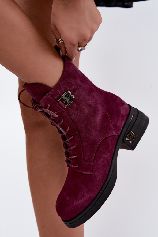Faux suede paśiltinti moteriški batai Vinceza 67044 bordo