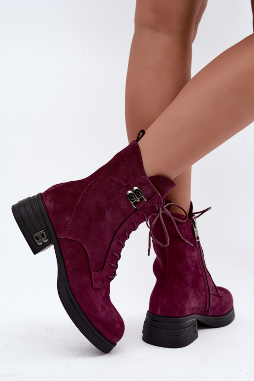 Faux suede paśiltinti moteriški batai Vinceza 67044 bordo