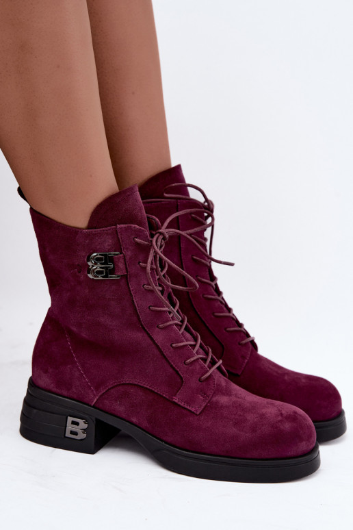 Faux suede insulated women's boots Vinceza 67044 burgundy
