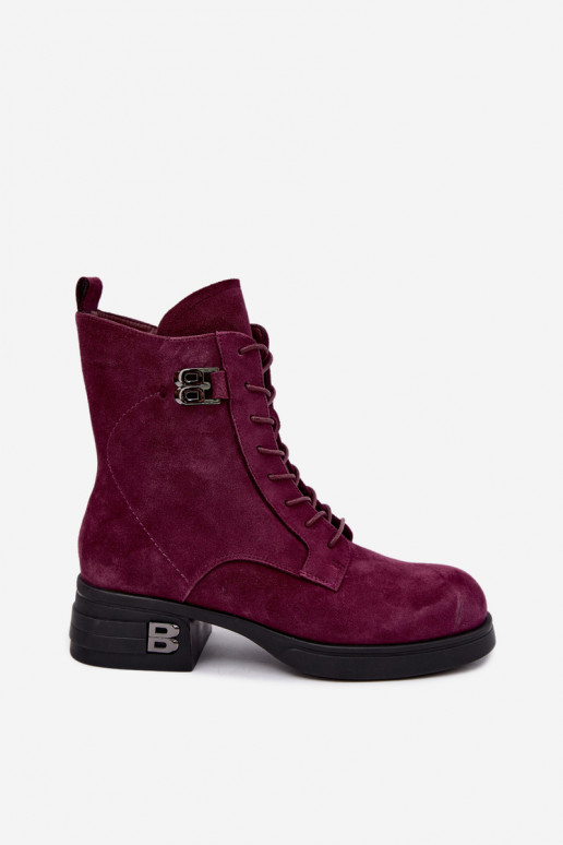 Faux suede paśiltinti moteriški batai Vinceza 67044 bordo