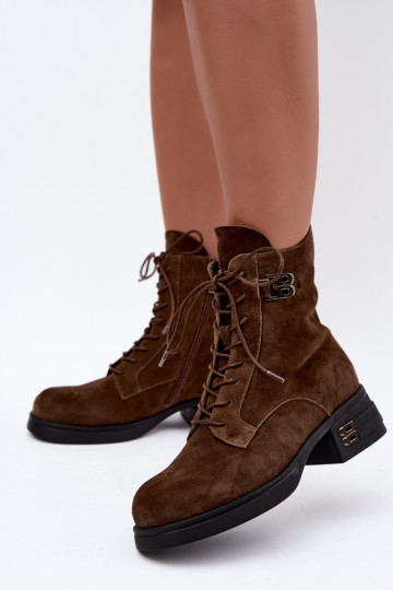 Faux suede paśiltinti moteriški batai Vinceza 67044 rudi 2