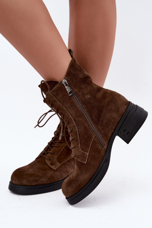 Faux suede paśiltinti moteriški batai Vinceza 67044 rudi