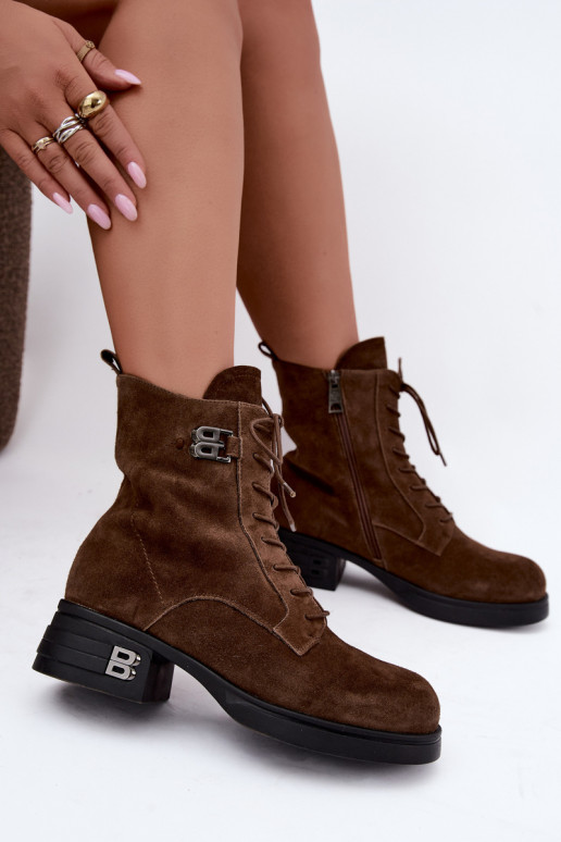 Faux suede paśiltinti moteriški batai Vinceza 67044 rudi