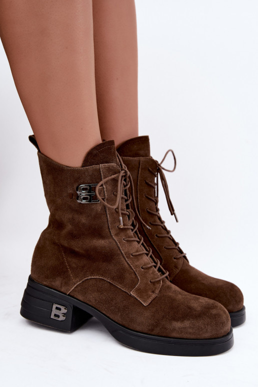 Faux suede insulated women's boots Vinceza 67044 brown