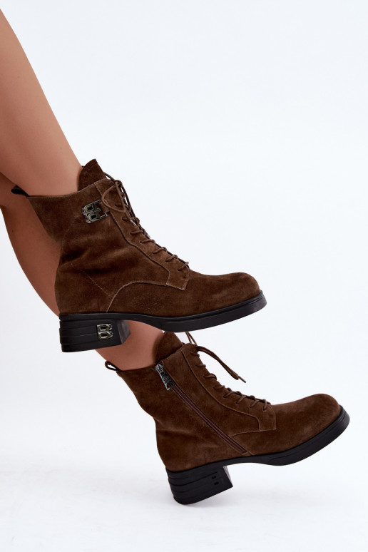 Faux suede paśiltinti moteriški batai Vinceza 67044 rudi