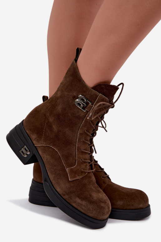 Faux suede paśiltinti moteriški batai Vinceza 67044 rudi