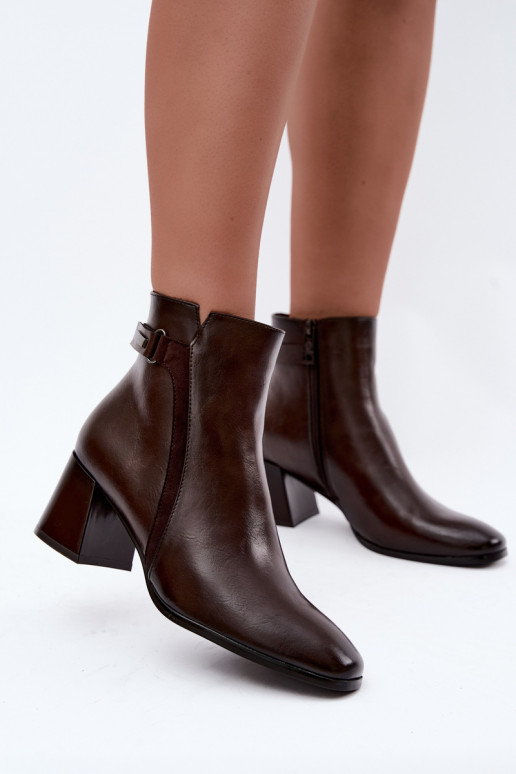Insulated ankle boots with heels Vinceza 58660 chocolate