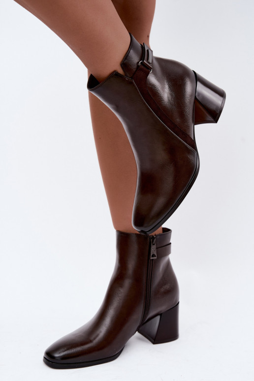 Insulated ankle boots with heels Vinceza 58660 chocolate