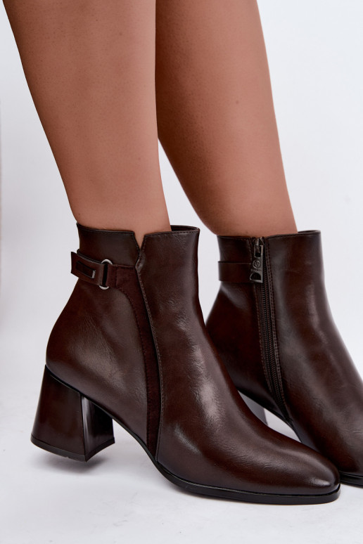 Insulated ankle boots with heels Vinceza 58660 chocolate