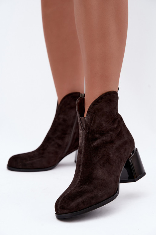 Faux suede boots with heels Vinceza 91178 chocolate