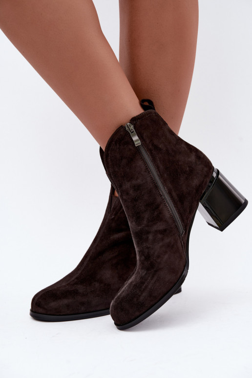 Faux suede boots with heels Vinceza 91178 chocolate