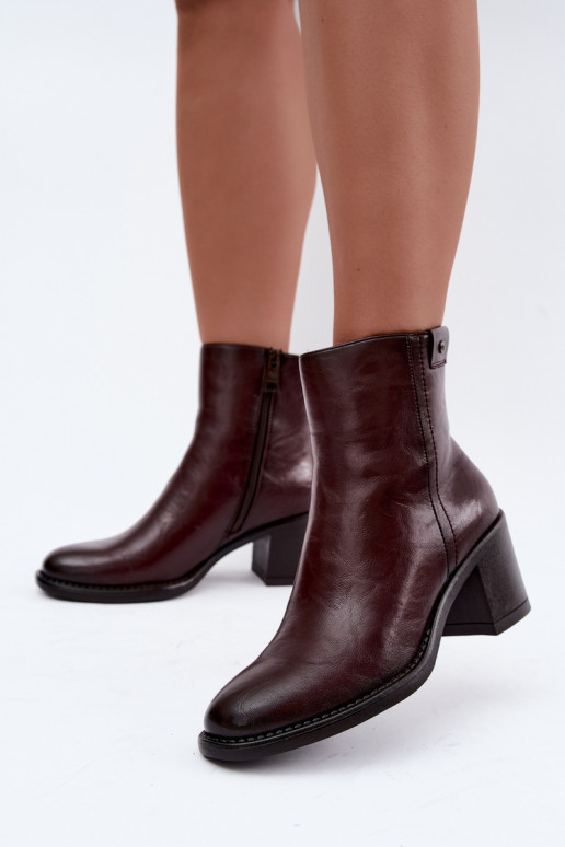 Insulated ankle boots with heels Vinceza 58655 burgundy