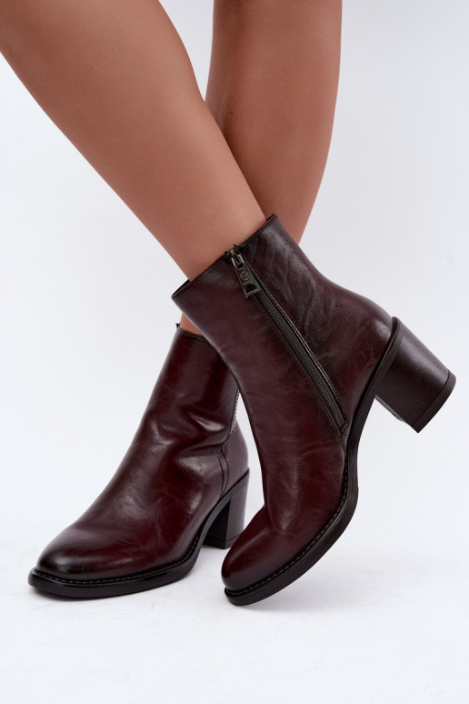 Insulated ankle boots with heels Vinceza 58655 burgundy