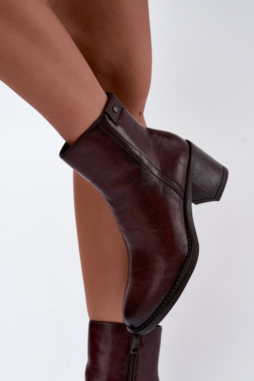 Insulated ankle boots with heels Vinceza 58655 burgundy