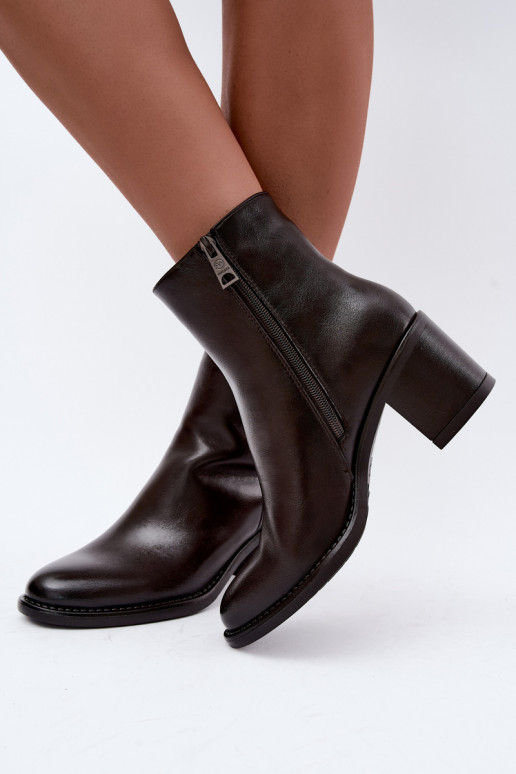 Insulated ankle boots with heels Vinceza 58655 chocolate