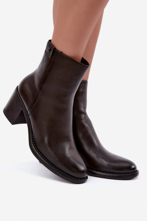 Insulated ankle boots with heels Vinceza 58655 chocolate