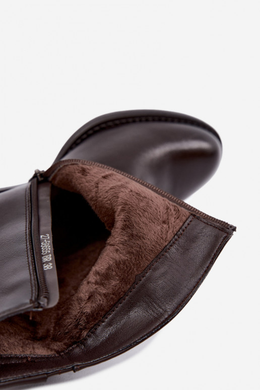 Insulated ankle boots with heels Vinceza 58655 chocolate